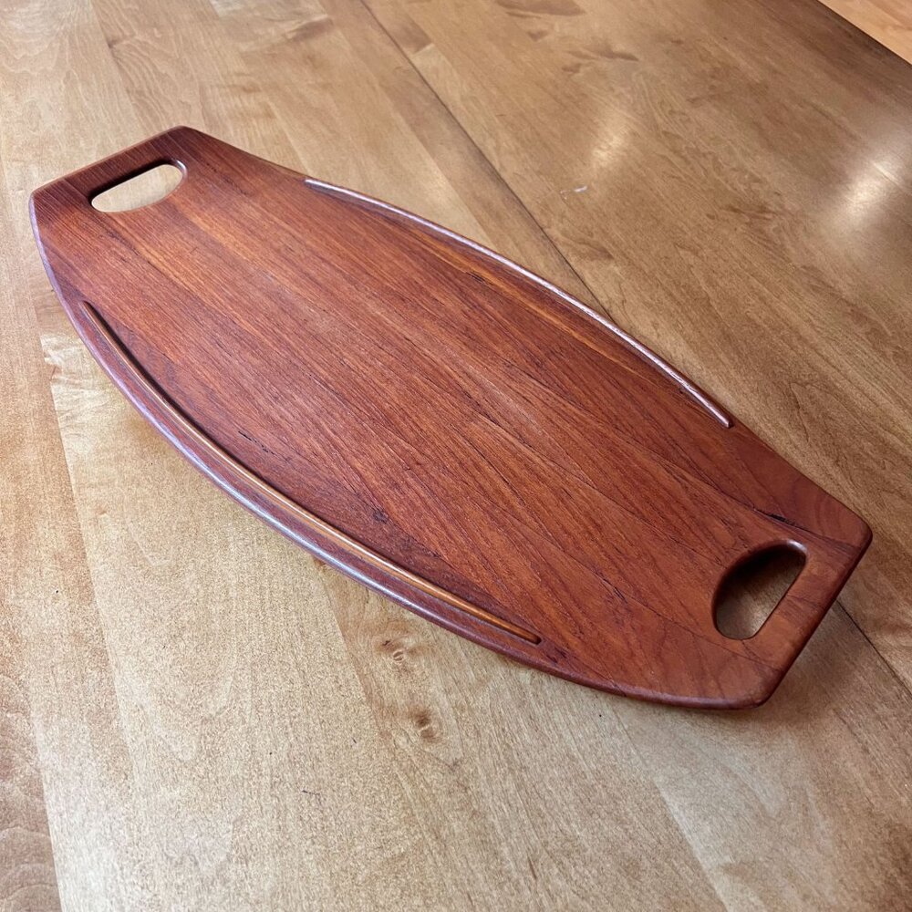 1960s Dansk Designs Denmark IHQ 802 Surfboard Teak Serving Tray